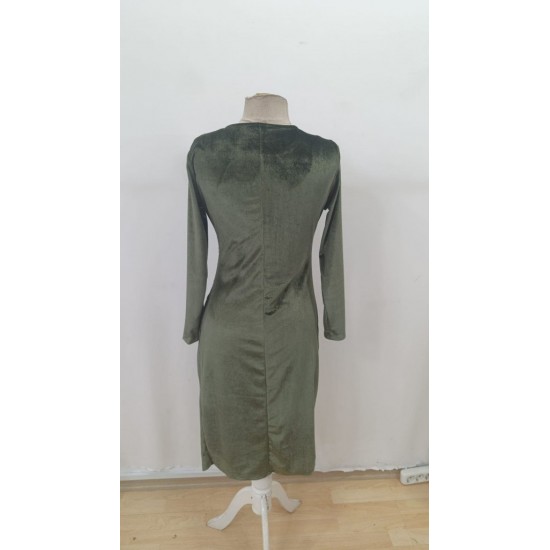 Kadın Uzun Kollu Bot Yaka Yanı Taş Detaylı Midi Kadife Elbise , 29787 Kadın Uzun Kollu Bot Yaka Yanı Taş Detaylı Midi Kadife Elbise , 29787