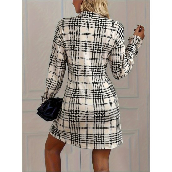 Kadın Uzun Kollu Yakalı önü Düğmeli Mini Modal Elbise , 29770