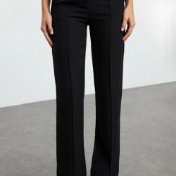 Kadın Yüksek Bel Nervurlu Ithal Krep Pantolon , 29769