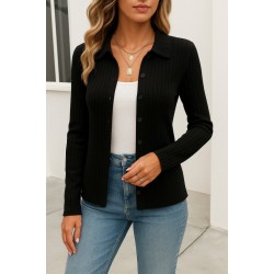 Kadın Uzun Kollu Yakalı önden Düğmeli Triko Ceket, 29760