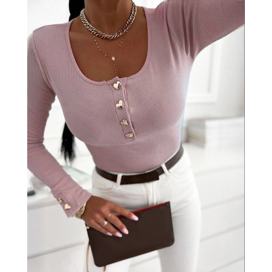 Kadın Uzun Kollu Yakadan Açık Ve Düğme Detaylı Kaşkorse Bluz, 29757