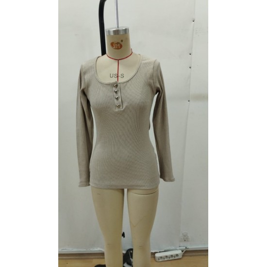 Kadın Uzun Kollu Yakadan Açık Ve Düğme Detaylı Kaşkorse Bluz, 29755