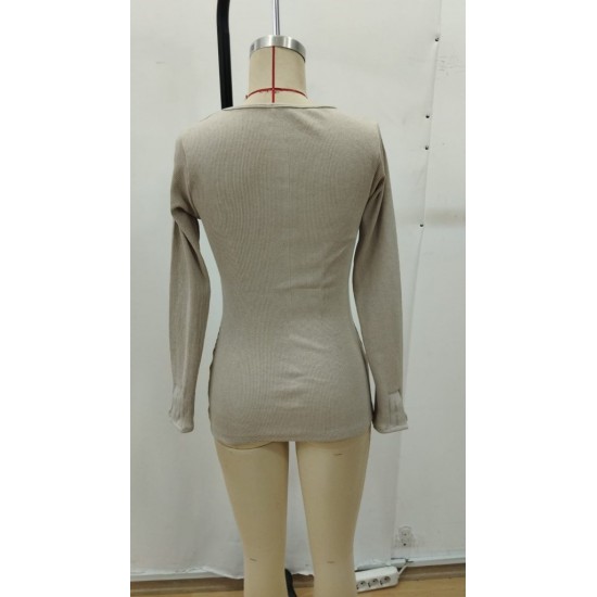 Kadın Uzun Kollu Yakadan Açık Ve Düğme Detaylı Kaşkorse Bluz, 29755