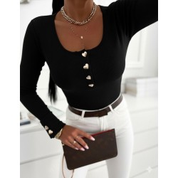 Kadın Uzun Kollu Yakadan Açık Ve Düğme Detaylı Kaşkorse Bluz , 29753