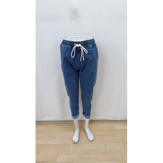 Kadın Yüksek Bel Bağcıklı Kot Pantolon , 29749