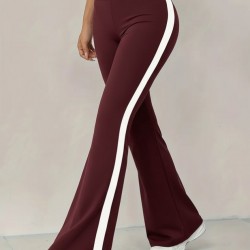 Kadın Yüksek Bel İspanyol Paçalı Yanlardan şerit Detaylı Dalgıç Tayt Pantolon , 29805