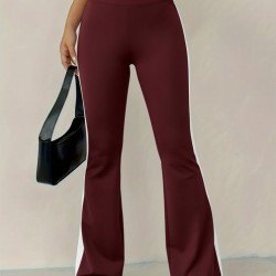 Kadın Yüksek Bel İspanyol Paçalı Yanlardan şerit Detaylı Dalgıç Tayt Pantolon , 29805