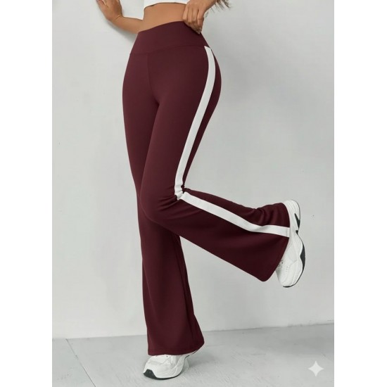 Kadın Yüksek Bel İspanyol Paçalı Yanlardan şerit Detaylı Dalgıç Tayt Pantolon , 29805