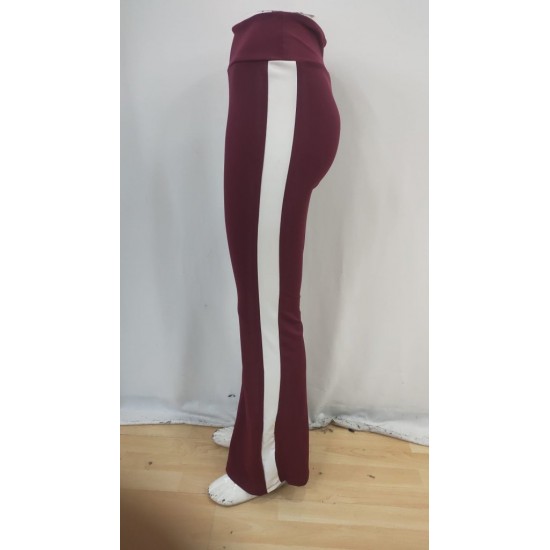 Kadın Yüksek Bel İspanyol Paçalı Yanlardan şerit Detaylı Dalgıç Tayt Pantolon , 29805