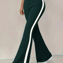 Kadın Yüksek Bel İspanyol Paçalı Yanlardan şerit Detaylı Dalgıç Tayt Pantolon, 29804