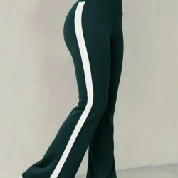 Kadın Yüksek Bel İspanyol Paçalı Yanlardan şerit Detaylı Dalgıç Tayt Pantolon, 29804