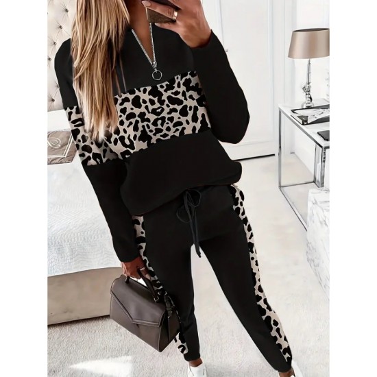 Kadın Uzun Kollu Fermuarlı Karışık Desenli Viskon Iki Iplik Bluz Ve Pantolon Ikili Takım , 29803