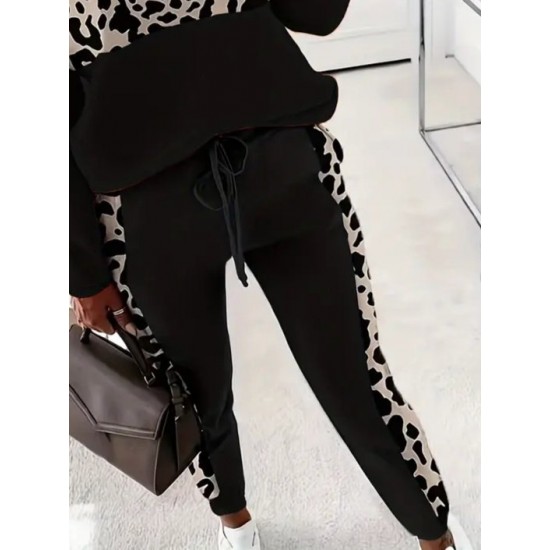 Kadın Uzun Kollu Fermuarlı Karışık Desenli Viskon Iki Iplik Bluz Ve Pantolon Ikili Takım , 29803