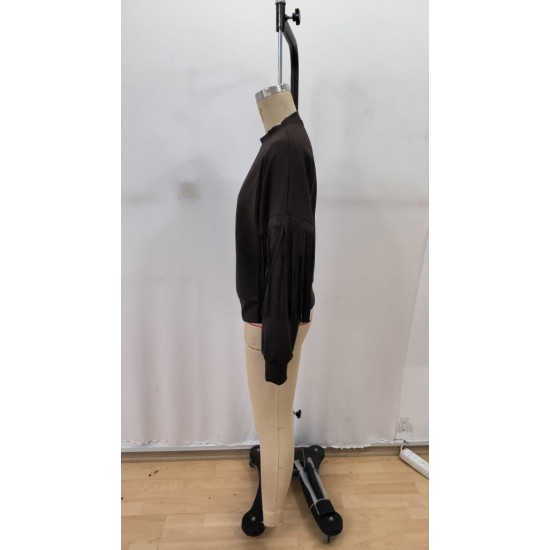 Kadın Uzun Kollu Bisiklet Yaka Kolları Püsküllü Modal Bluz , 29811 Kadın Uzun Kollu Bisiklet Yaka Kolları Püsküllü Modal Bluz , 29811