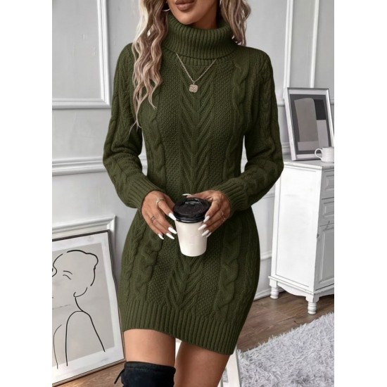 Kadın Balıkçı Yaka Mini Triko Elbise, 29824