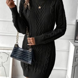 Kadın Balıkçı Yaka Mini Triko Elbise , 29823