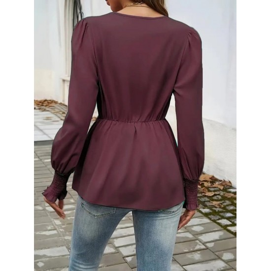 Kadın Uzun Kollu Kruvaze Yakalı önden Bağlamalı Ithal Krep Bluz, 29820