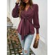Kadın Uzun Kollu Kruvaze Yakalı önden Bağlamalı Ithal Krep Bluz, 29820