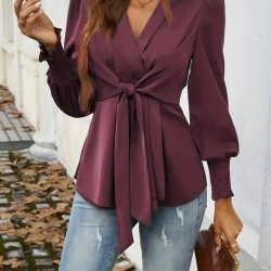 Kadın Uzun Kollu Kruvaze Yakalı önden Bağlamalı Ithal Krep Bluz, 29820 Kadın Uzun Kollu Kruvaze Yakalı önden Bağlamalı Ithal Krep Bluz, 29820