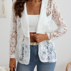 Kadın Uzun Kollu Yakalı önü Açık Dantelli Ceket , 29857
