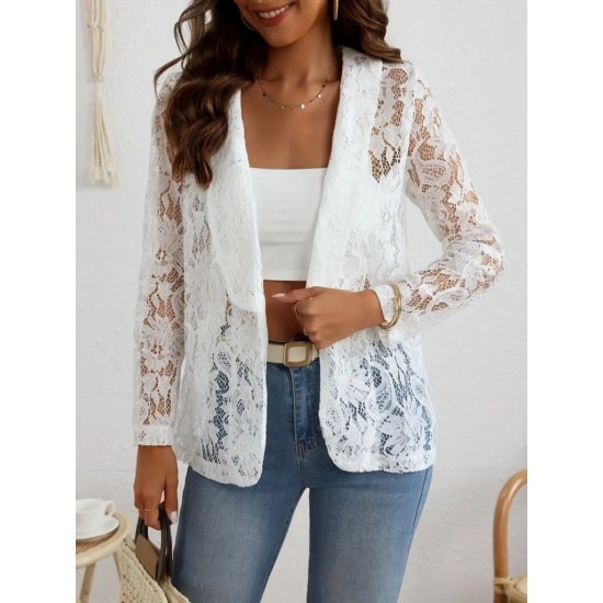 Kadın Uzun Kollu Yakalı önü Açık Dantelli Ceket , 29857