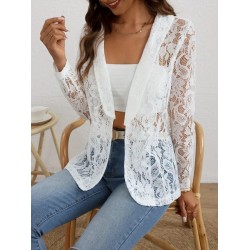 Kadın Uzun Kollu Yakalı önü Açık Dantelli Ceket , 29857