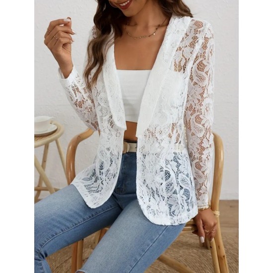 Kadın Uzun Kollu Yakalı önü Açık Dantelli Ceket , 29857