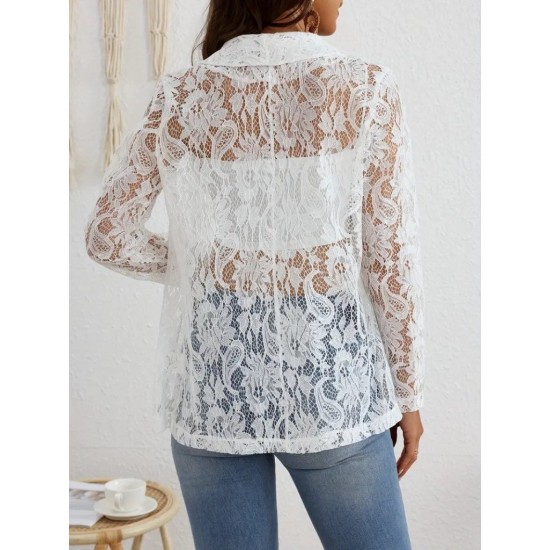 Kadın Uzun Kollu Yakalı önü Açık Dantelli Ceket , 29857