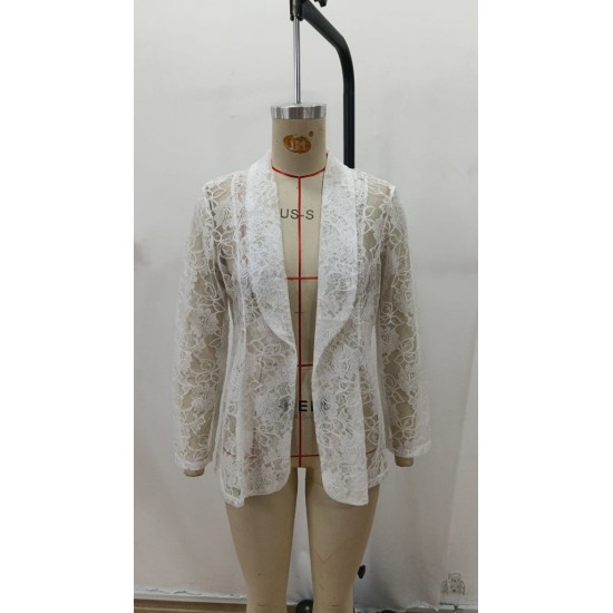 Kadın Uzun Kollu Yakalı önü Açık Dantelli Ceket , 29857