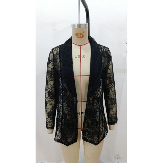 Kadın Uzun Kollu Yakalı önü Açık Dantelli Ceket , 29856