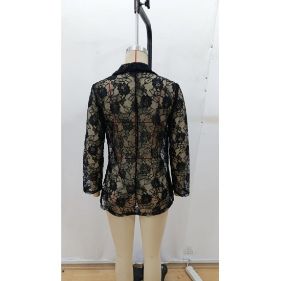 Kadın Uzun Kollu Yakalı önü Açık Dantelli Ceket , 29856