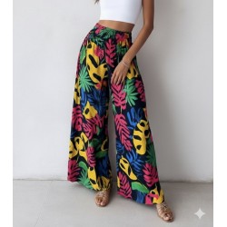 Kadın Yüksek Bel Lastikli Desenli Süprem Pantolon , 29846