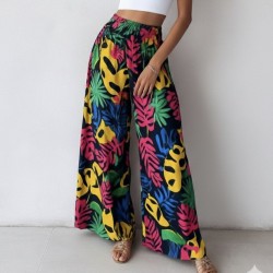 Kadın Yüksek Bel Lastikli Desenli Süprem Pantolon , 29846