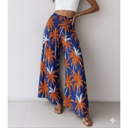 Kadın Yüksek Bel Lastikli Desenli Süprem Pantolon , 29845