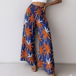 Kadın Yüksek Bel Lastikli Desenli Süprem Pantolon , 29845