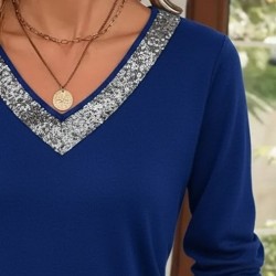 Kadın Uzun Kollu V Yakalı Viskon Bluz, 29836