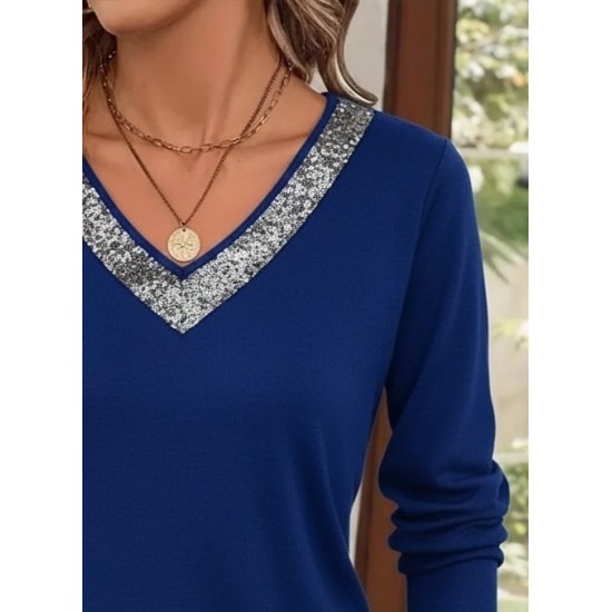 Kadın Uzun Kollu V Yakalı Viskon Bluz, 29836