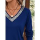 Kadın Uzun Kollu V Yakalı Viskon Bluz, 29836