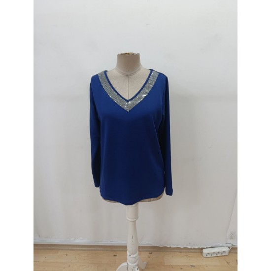 Kadın Uzun Kollu V Yakalı Viskon Bluz, 29836