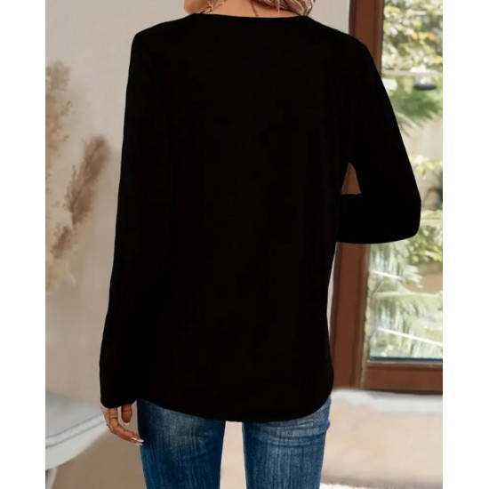 Kadın Uzun Kollu V Yakalı Viskon Bluz , 29835