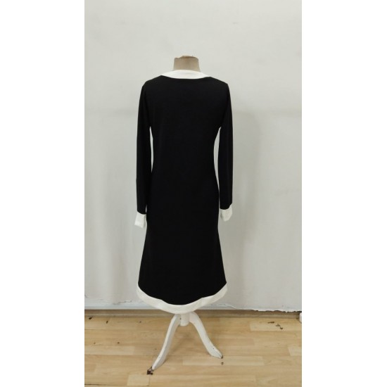 Kadın Uzun Kollu V Yakalı Düğmeli Midi Modal Elbise , 29862 Kadın Uzun Kollu V Yakalı Düğmeli Midi Modal Elbise , 29862