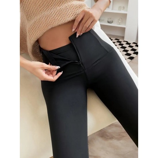 Kadın Yüksek Bel önden Fermuarlı Dalgıç Tayt , 29869