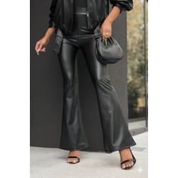 Kadın Yüksek Bel İspanyol Paçalı Deri Pantolon , 29867