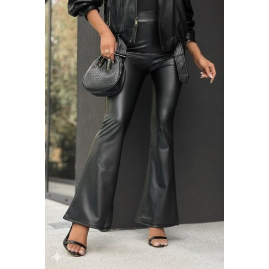 Kadın Yüksek Bel İspanyol Paçalı Deri Pantolon , 29867