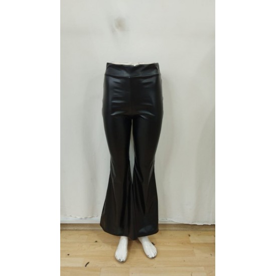 Kadın Yüksek Bel İspanyol Paçalı Deri Pantolon , 29867