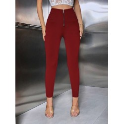 Kadın Yüksek Belli önden Fermuar Ve Nervur Detaylı Dalgıç Tayt, 29879