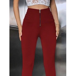 Kadın Yüksek Belli önden Fermuar Ve Nervur Detaylı Dalgıç Tayt, 29879