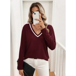 Kadın Uzun Kollu V Yakalı Viskon Iki Iplik Bluz , 29877
