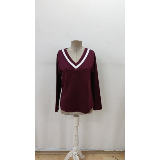 Kadın Uzun Kollu V Yakalı Viskon Iki Iplik Bluz , 29877
