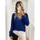 Kadın Uzun Kollu V Yakalı Viskon Iki Iplik Bluz , 29876